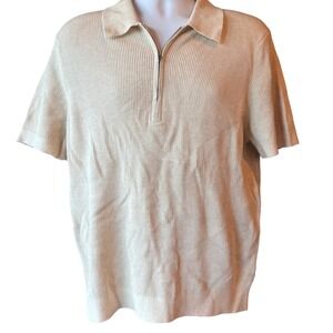 NN.07 Hansie 6600 Half Zip Ribbed Organic Cotton Knit Polo Medium‎